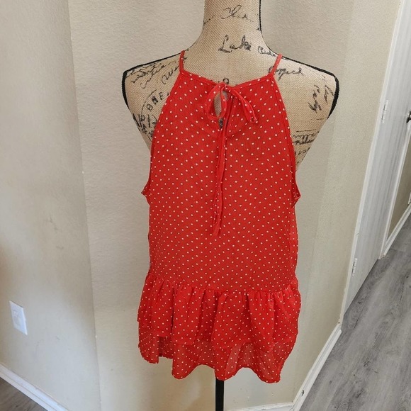 Lily White peplum tiered polka dot shirt size XL NEW - Picture 2 of 6